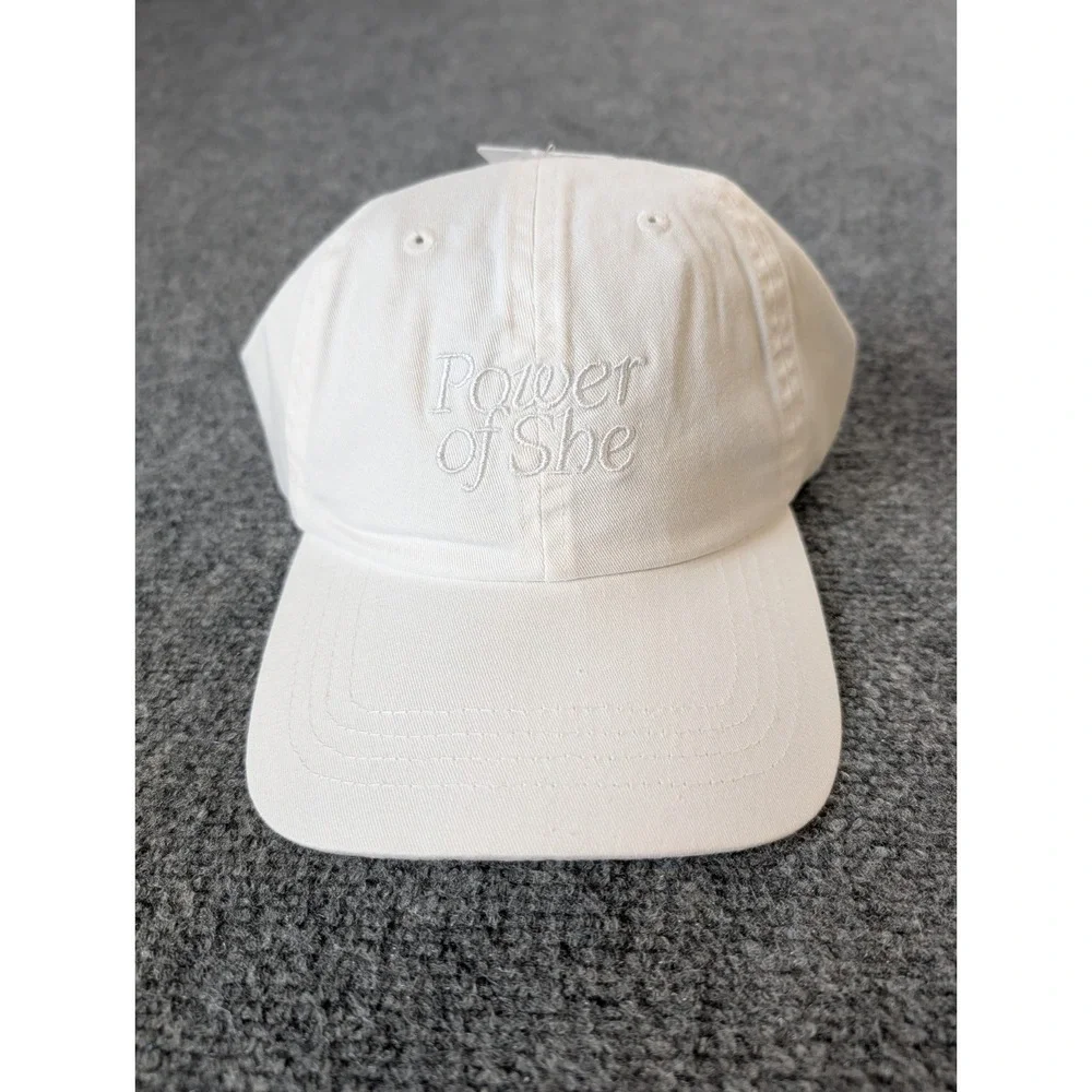 Athleta Power of She Hat White Cotton Everyday Cap Adjustable Strap New With Tag